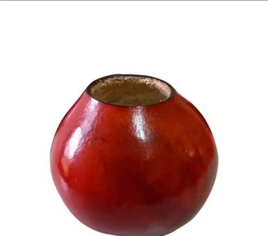 Handcrafted Calabash Mate Gourd, Red Rimless (12 count per box)