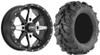 Tucker Rocky Combo - Wheel 14x7, 52, 4/110, Black/Machined or Tire 27x11-14, Radial, Left, 6 Ply, Directional