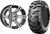 Tucker Rocky Combo - Wheel 12x7, 43, 4/156, Machined/Black or Tire 25x11-12, Bias, Right, 4 Ply, Directional