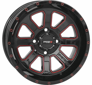 Tucker Rocky ST-4 Aluminum Wheels 14x7, 4/156, 43, Gloss Black/Red