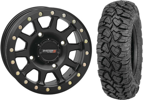 Tucker Rocky Combo - Wheel 15x7, 52, 4/137, Matte Black or Tire 32x10-15, Radial, 8 Ply, Non-Directional