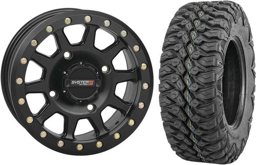 Tucker Rocky Combo - Wheel 15x7, 52, 4/156, Matte Black or Tire 32x10-15, Radial, 8 Ply, Non-Directional