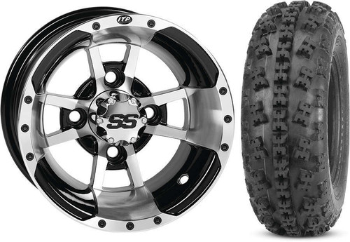 Tucker Rocky Combo - Wheel 10x5, 32, 4/144, Machined/Black or Tire 21x7-10, Bias, 4 Ply, Non-Directional