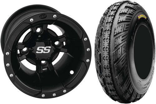 Tucker Rocky Combo - Wheel 10x5, 32, 4/144, Black or Tire 21x7-10, Bias, Right, 4 Ply, Directional