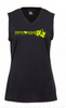 Sleeveless Ladies V-neck Badger Technical Shirt - BLACK - MAP BACK