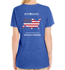 Women's Heathered BLUE 50 States HALF FINISHER T-shirt Jerzees Tri-Blend Short Sleeve