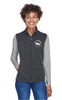 Core 365 WOMENS Two-Layer Fleece Bonded Soft Shell Vest - EMBROIDERED CLUB LOGO FRONT with map back print