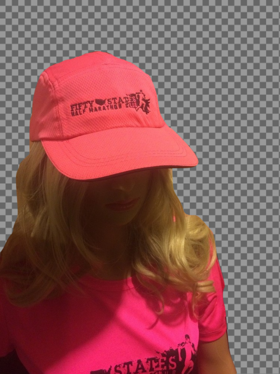 Safety Pink Technical Hat With Black Logo Fifty States Half