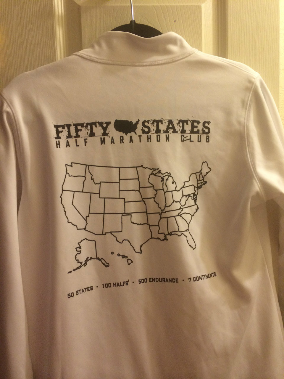 Ladies WHITE Club Running Jacket MAP Back 50 States Half Marathon