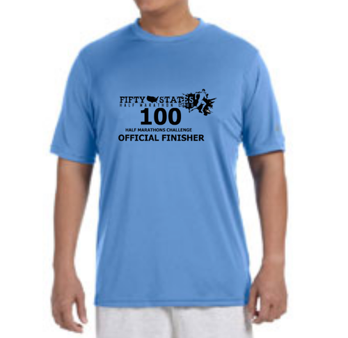 Men's Champion 100 Finisher Short Sleeve Tech Shirt Light Blue