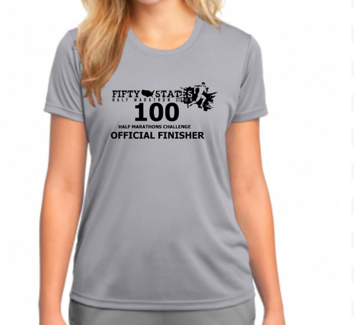 Women's Port & Comp 100 Half Finisher Scoop Neck Short Sleeve Tech Shirt GREY