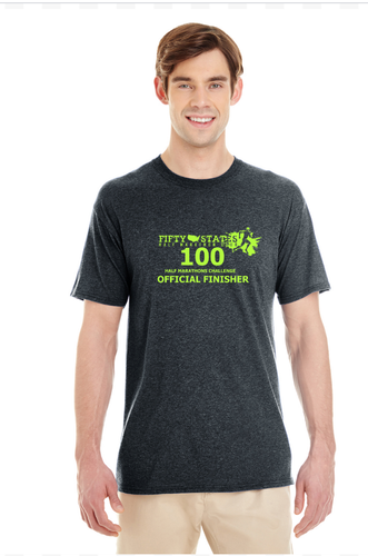 Men's Heathered Black 100 Half Finisher T-shirt Jerzees Tri-Blend Short Sleeve