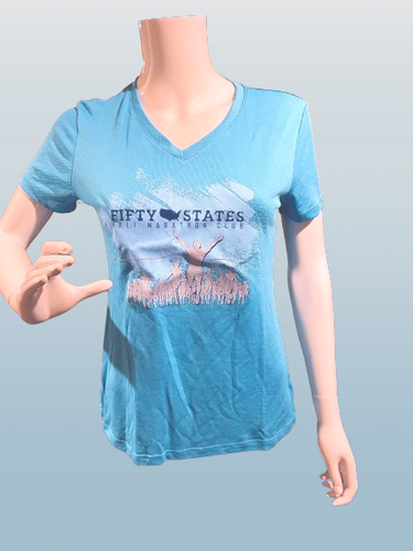 eXpert Women’s Oxymesh™ Short Sleeve V-NECK Club Runners Logo with Map Back