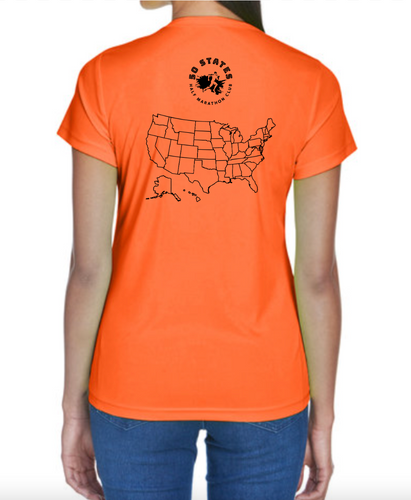 UltraClub Ladies Short Sleeve Cool & Dry Performance Scoop Bright Orange