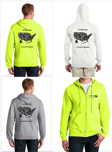 50 States FINISHER Unisex Jerzees Full Zip Hooded Sweatshirt (various colors) 50 States FINISHER Unisex Jerzees Full Zip Hooded Sweatshirt (various colors)
