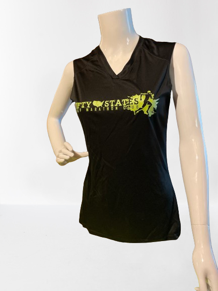 Sleeveless Ladies V-neck Badger Technical Shirt - BLACK - MAP BACK