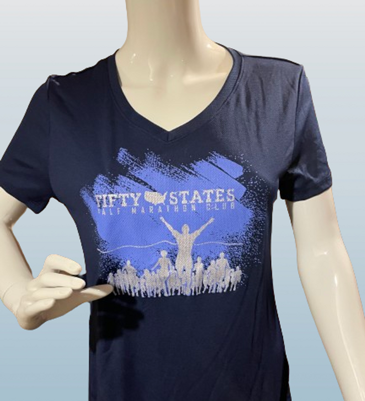 eXpert Women’s Oxymesh™ Short Sleeve V-NECK Club Runners Logo with Map Back