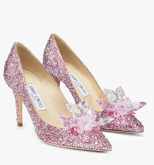 Rose Mix Suede and Crystal Covered Pointy Toe Pumps