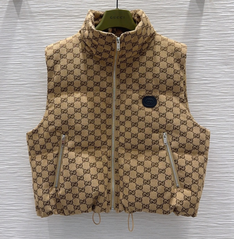 Beige GG Monogram Puffer Vest