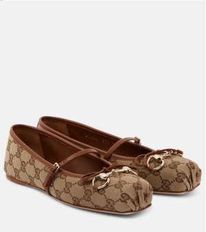 Gucci Horsebit GG Canvas ballet flats