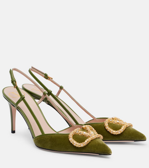 VLogo 80 velvet slingback pumps