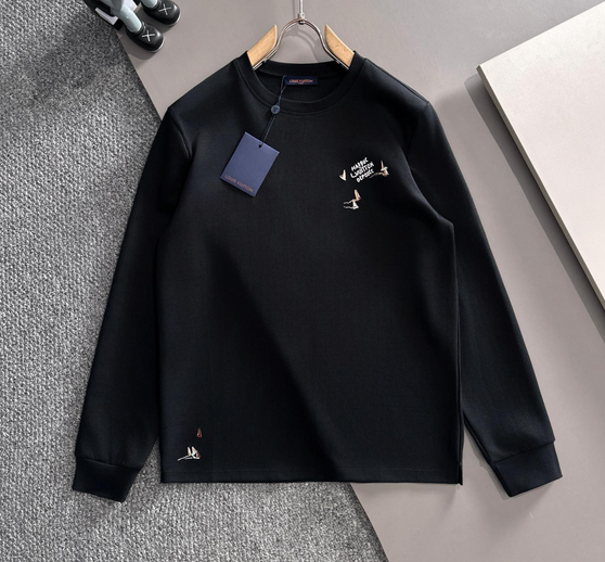 Crewneck Sweatshirt with Embroidered Bird