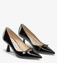 Black Patent Pointed Pumps with Pearl Detail