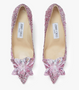 Rose Mix Suede and Crystal Covered Pointy Toe Pumps
