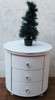 Round white 3 draws bedside table