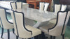 V base 1.6M light GREY Marble Dining table +6 chairs