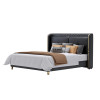 Queen size brown leather bed