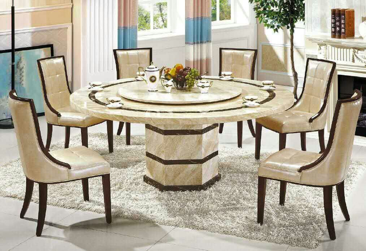 Cheap Round marble dining 1 table and 6 chairs warehouse direct bargain.