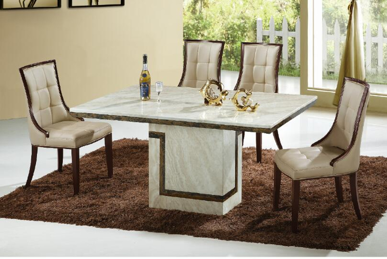 7 pieces marble dining table table set