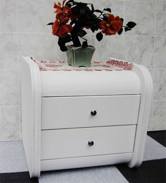 white PU leather bedside table white strip Cheap online special.