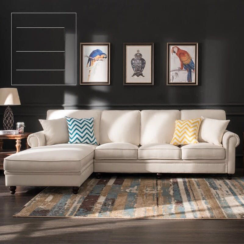 Cheap corner cream lounges sofa with convertible chaise in Sydney for sales