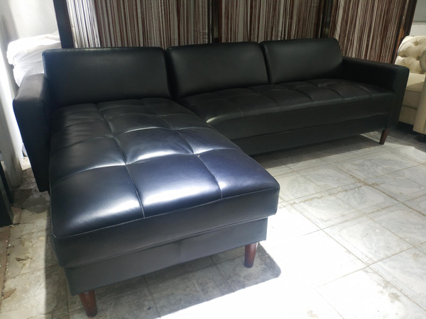 Black Simulation leather  Corner Lounge  LAST set Clearance!