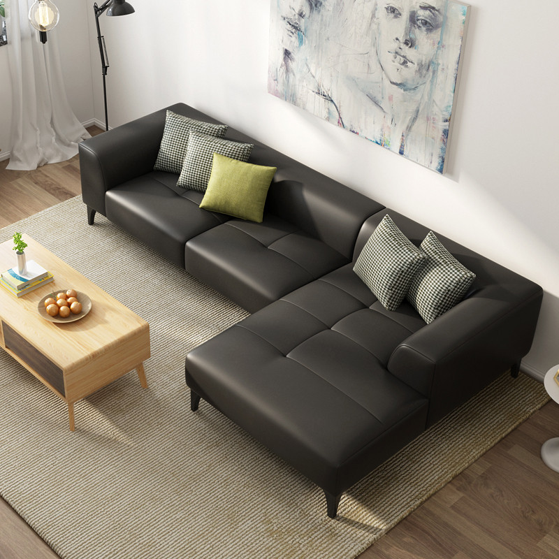 Simple and Modern genuine leather lounge sofa L shape