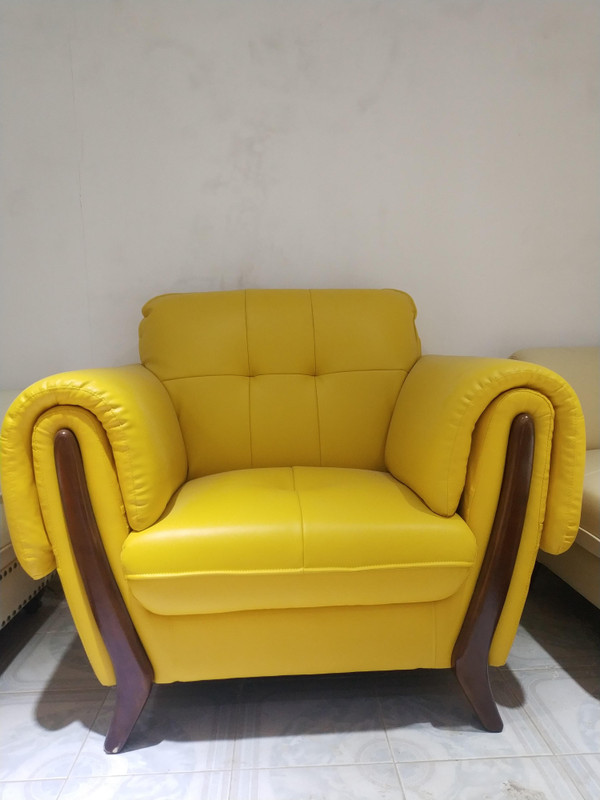 Yellow Single seat Durable Simulation Leather tub arm chair(TJ9833-018)