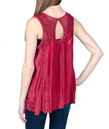 Love Sam Maddie Embroidered Tank in Raisin