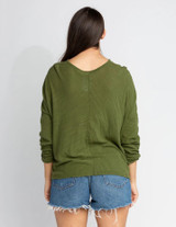 Finley Drop Shoulder Long sleeve Top - Olive