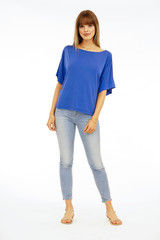 Cuff Tee in Royal Cupro