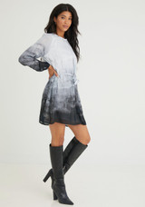 Gathered Dress - Ombre Glacier Print