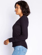 Textured Essentials Long Sleeve Top - Black