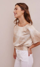 Smocked Waist Short Sleeve Top - Dune Dye 