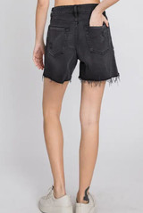 Side Slit A-Line Shorts - Washed Black 