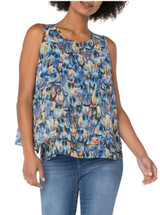 Double Layer Sleeveless Printed Top - Painted Feather