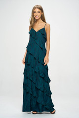 Long Flowy Dress - Black & Green 