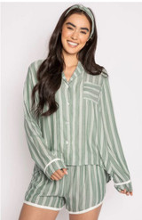 Stripe Hype PJ Set - Forest Green