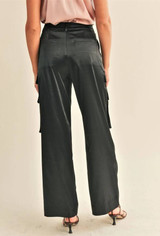 Wide Leg Cargo Pants - Black