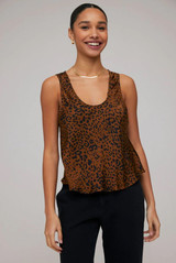 Satin Leopard Scoop Neck Tank - Gold Spots Print